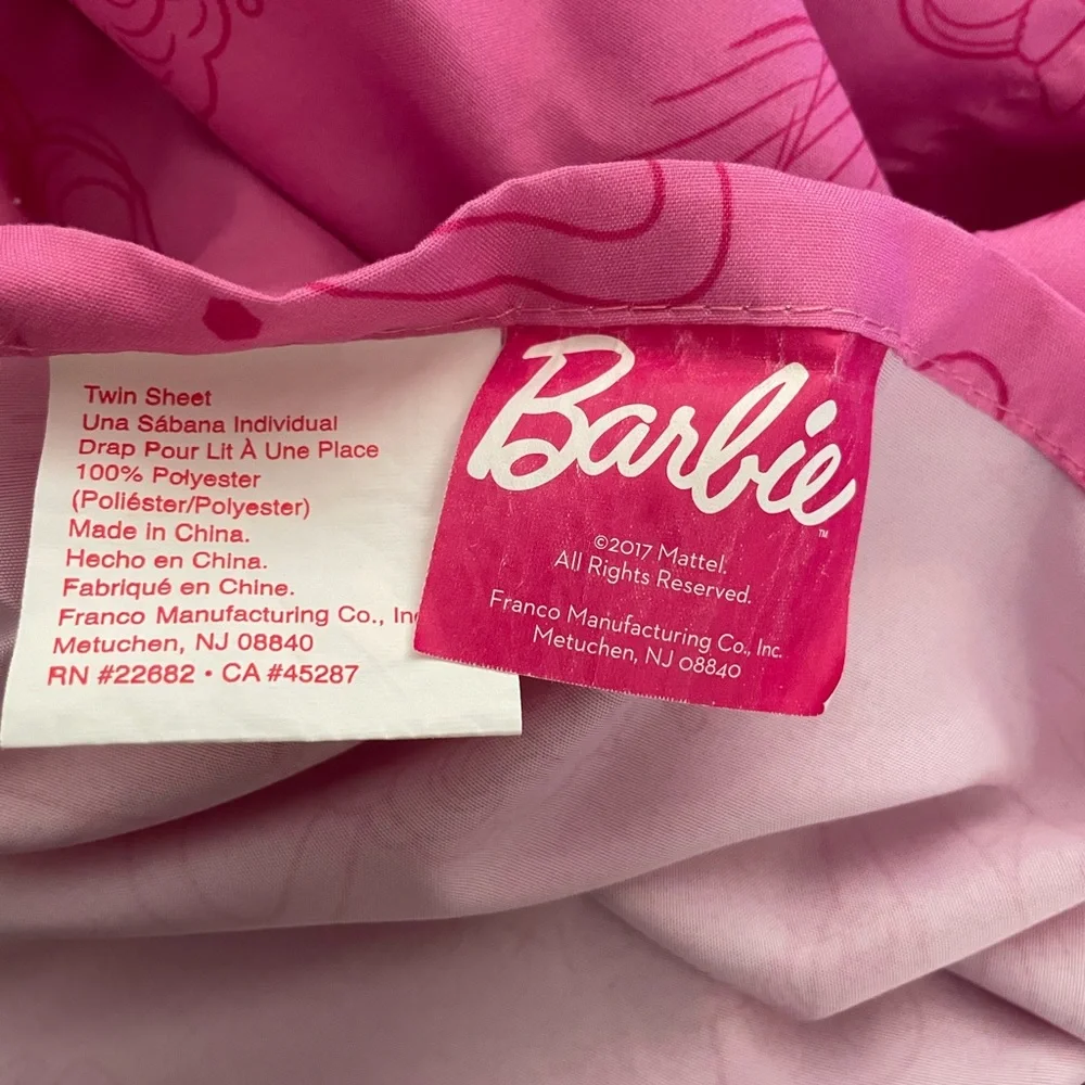 Barbie Twin Size Flat Sheet 2017 Mattel Barbie Flat Sheet Only